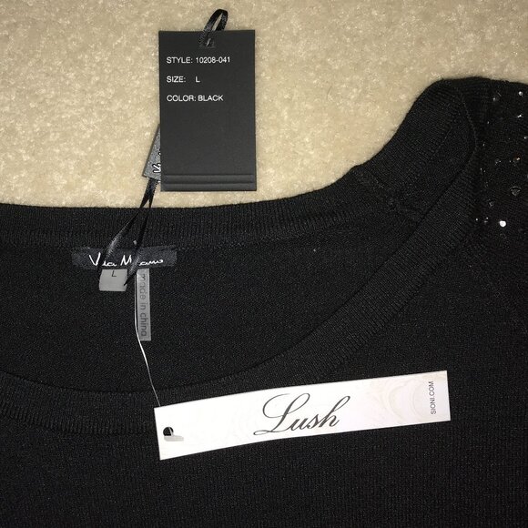 Elegant Black Long Sleeve Sweater w/ Sparkle Detail - Size L - NWT - Picture 8 of 8